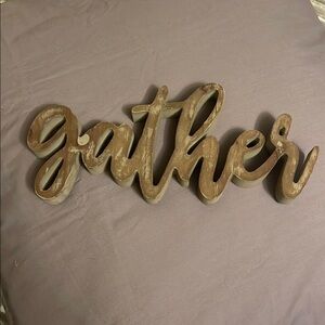 Wooden 'Gather' Sign Decor